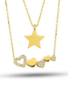 2 Gold Necklaces Together Star...