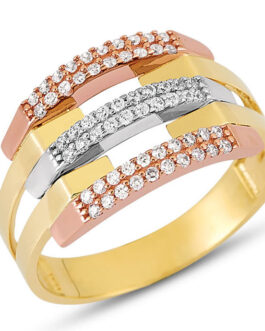 Cubic 3 Colors Gold Ring | LD0...
